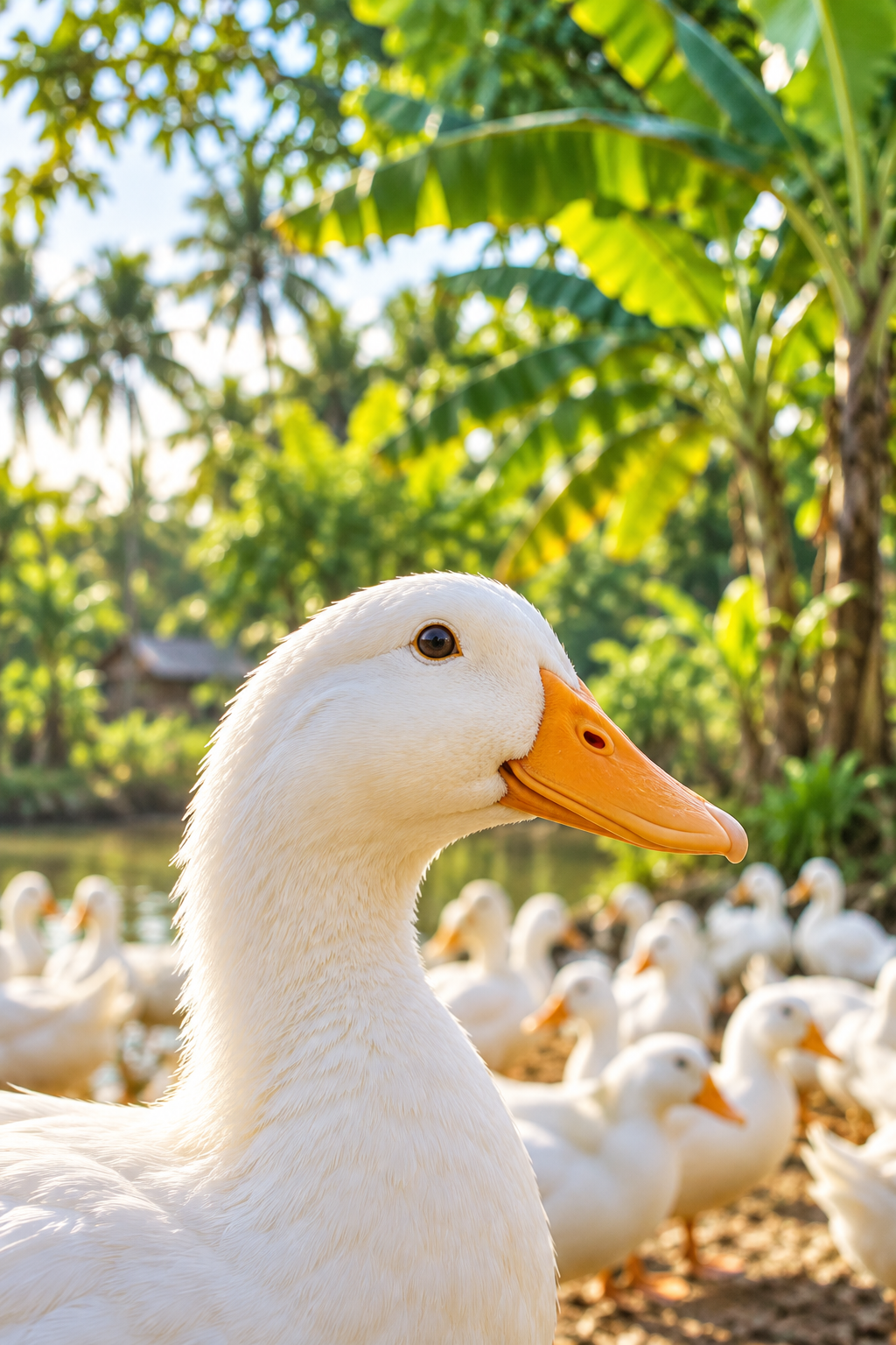 AI-generated portrait of a white duck